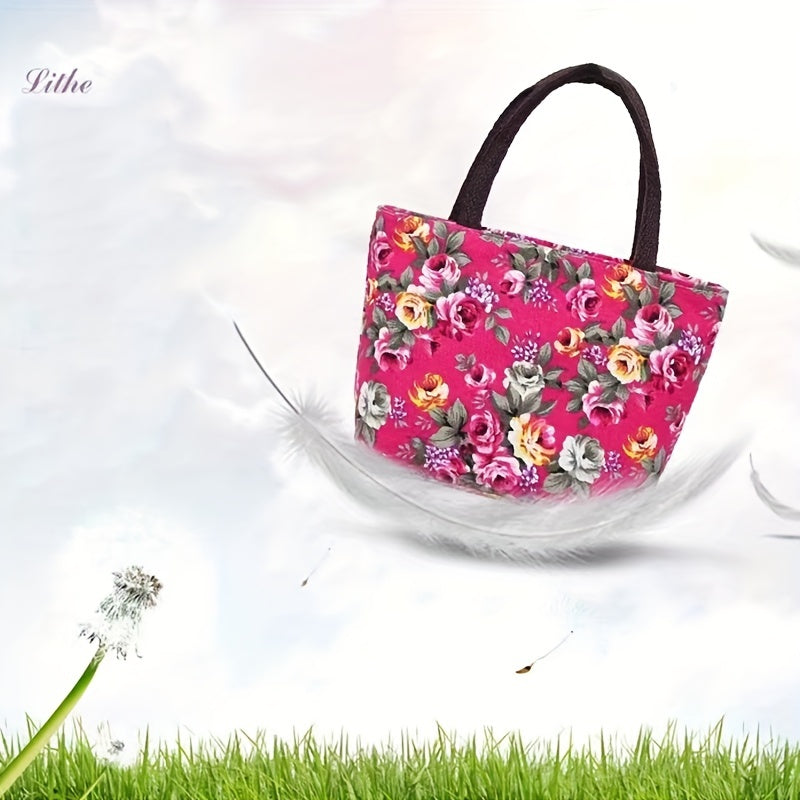 Floral Pattern Canvas Handbags - Fashion Shoulder Bag for Women