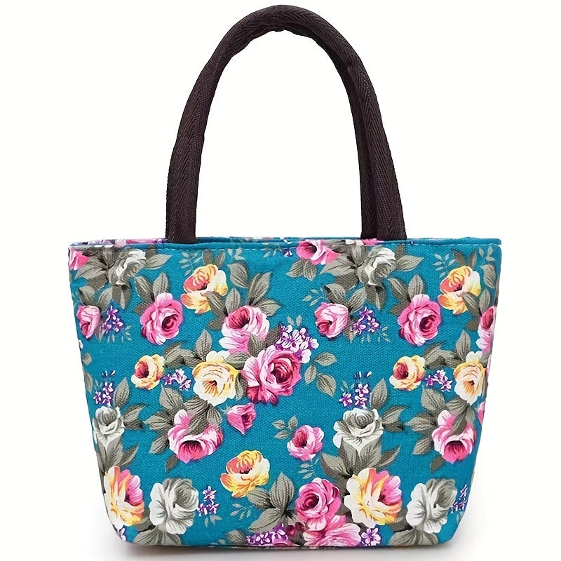 Floral Pattern Canvas Handbags - Fashion Shoulder Bag for Women