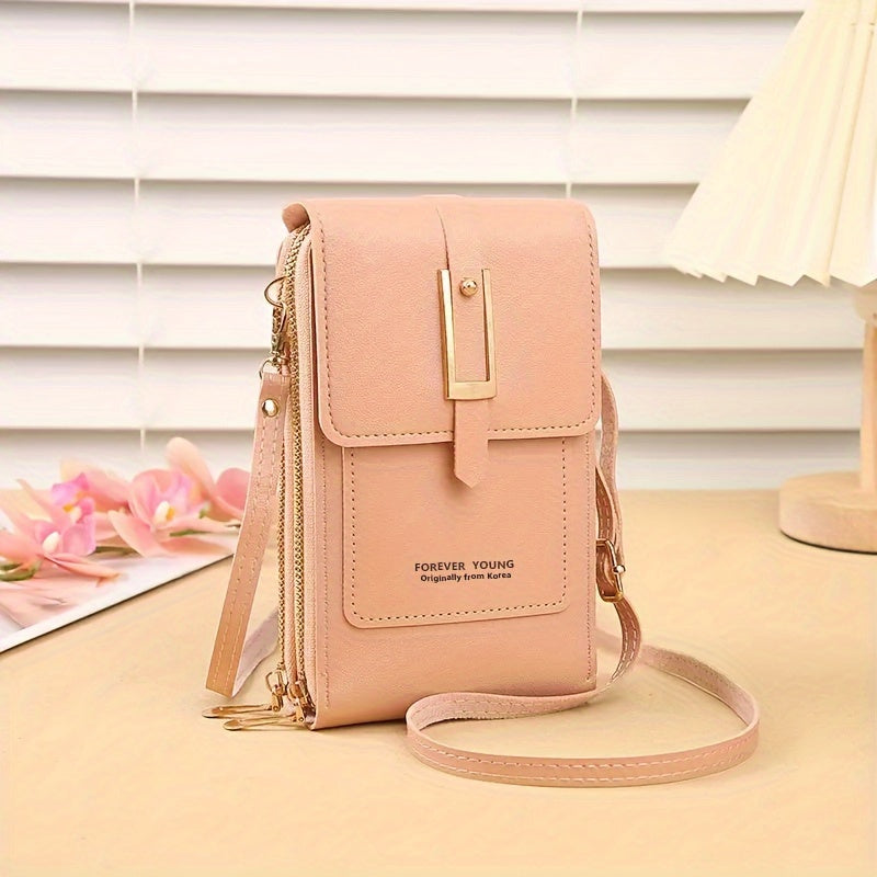 Touch Screen Mobile Phone Bag - Mini Flap Crossbody Fashion Faux Leather Wallet