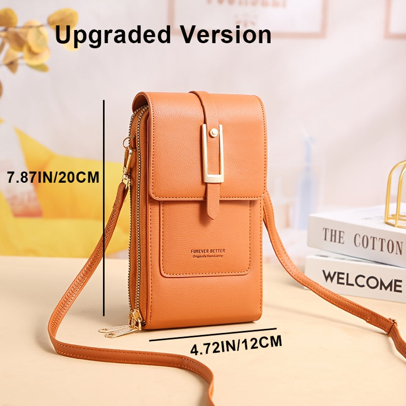 Touch Screen Mobile Phone Bag - Mini Flap Crossbody Fashion Faux Leather Wallet