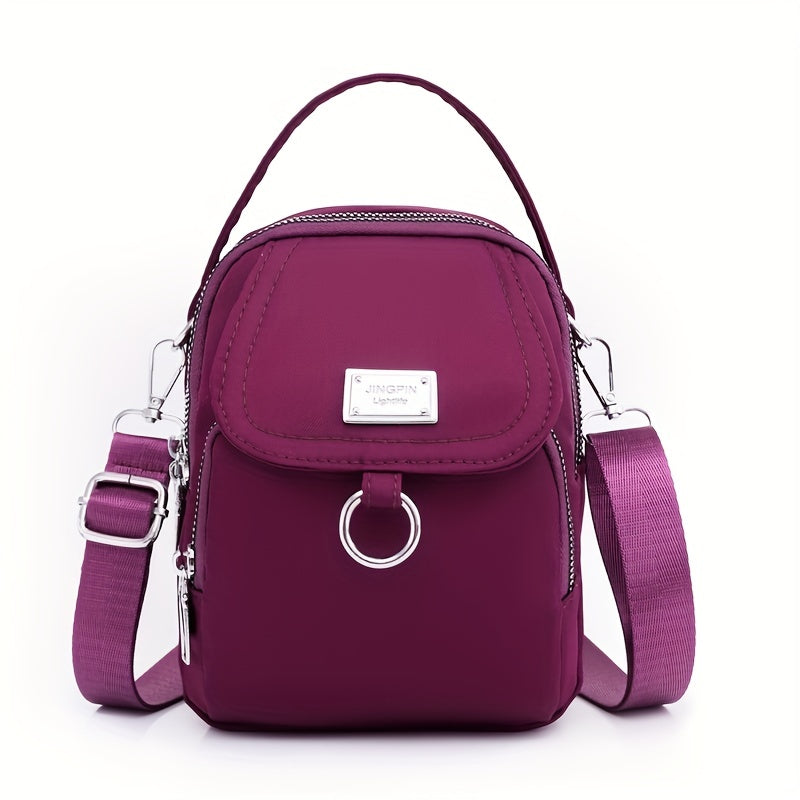 Solid Color Zipper Crossbody Bag - All-Match H Coin Purse for Shopping