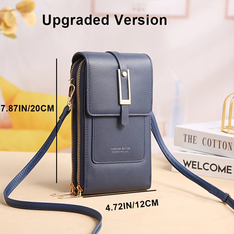 Touch Screen Mobile Phone Bag - Mini Flap Crossbody Fashion Faux Leather Wallet