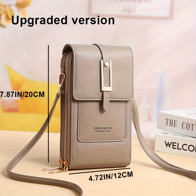 Touch Screen Mobile Phone Bag - Mini Flap Crossbody Fashion Faux Leather Wallet