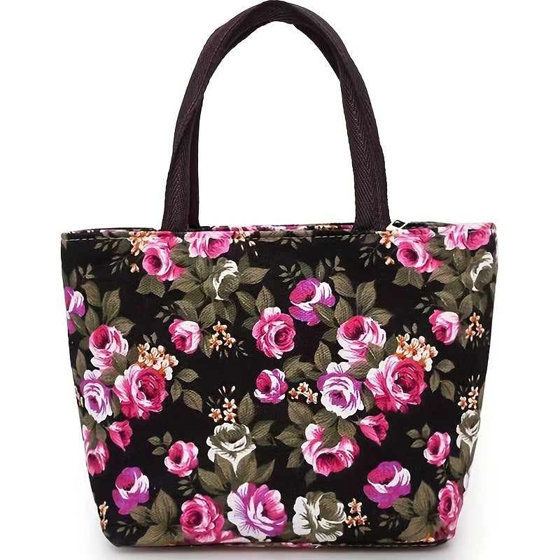 Floral Pattern Canvas Handbags - Fashion Shoulder Bag for Women