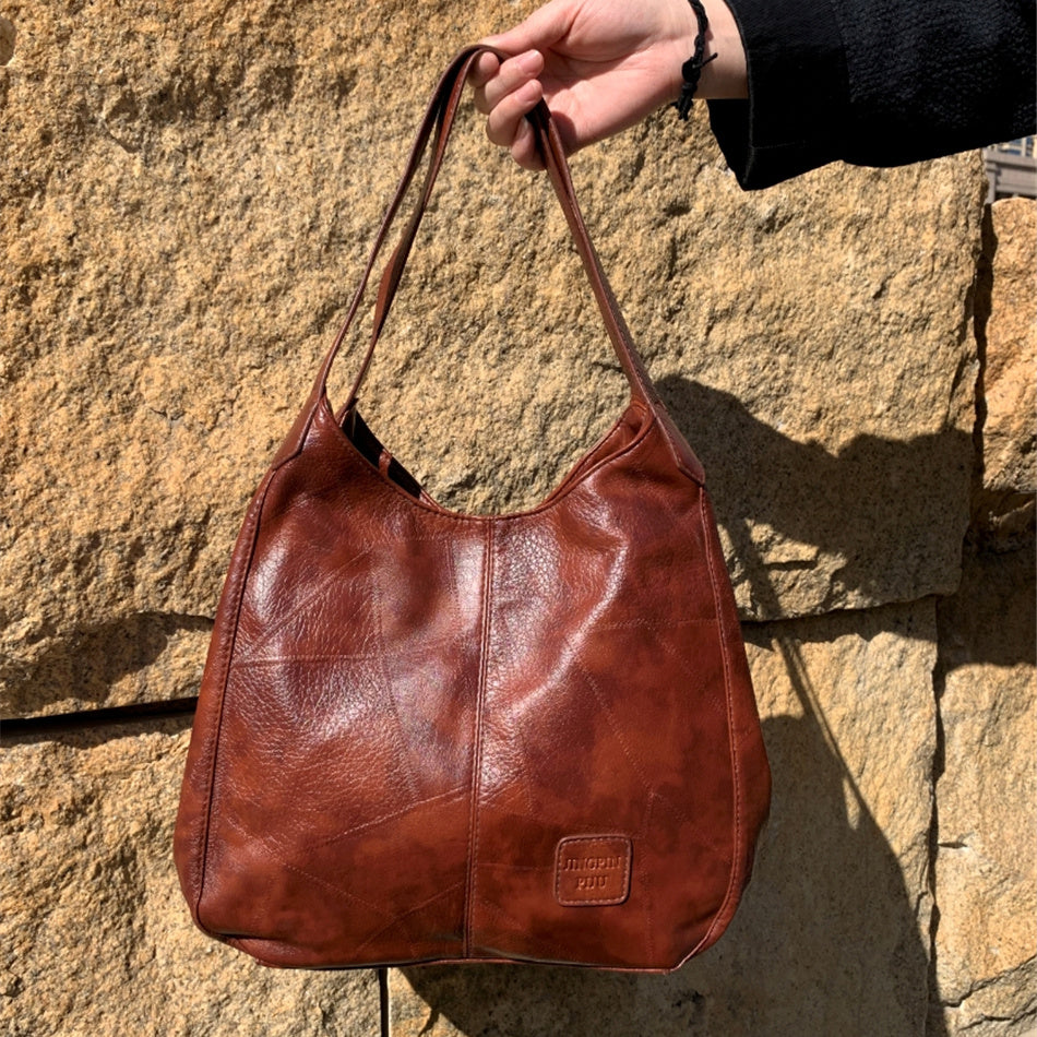 Vintage PU Hobo Bag - Large Capacity Tote Travel Shoulder Bag for Women