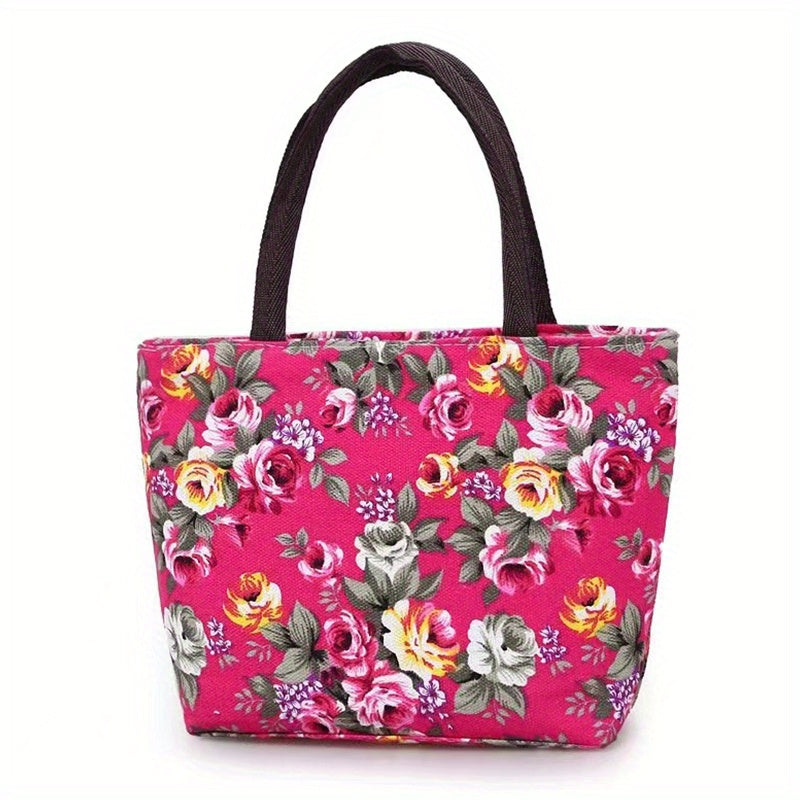 Floral Pattern Canvas Handbags - Fashion Shoulder Bag for Women