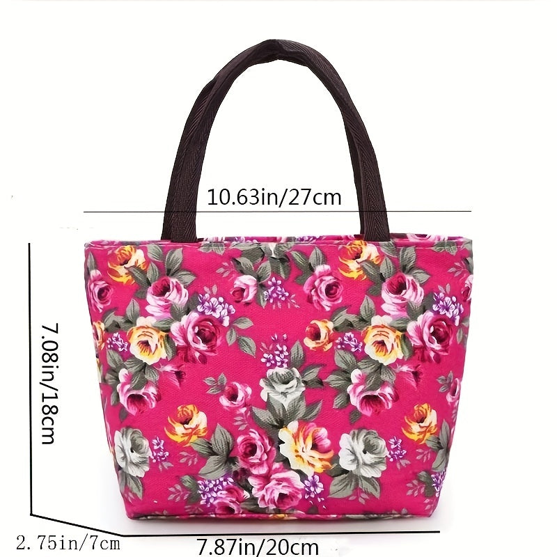 Floral Pattern Canvas Handbags - Fashion Shoulder Bag for Women