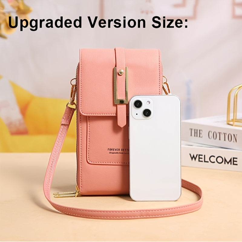Touch Screen Mobile Phone Bag - Mini Flap Crossbody Fashion Faux Leather Wallet