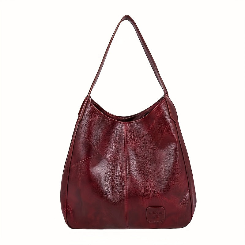 Vintage PU Hobo Bag - Large Capacity Tote Travel Shoulder Bag for Women