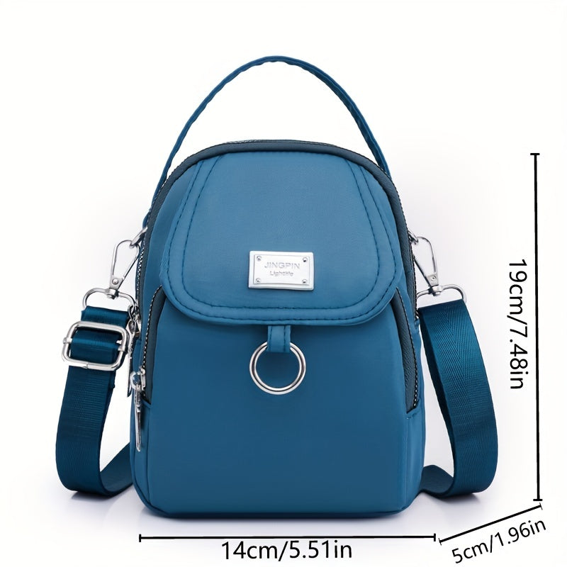 Solid Color Zipper Crossbody Bag - All-Match H Coin Purse for Shopping